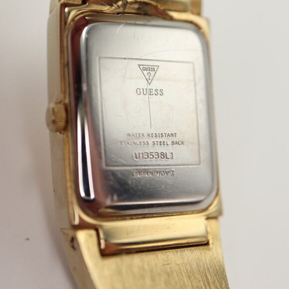 Guess Womens Gold Tone Gem Pave 18mm Rectangle Watch Jewel Bracelet New Battery - Picture 12 of 12